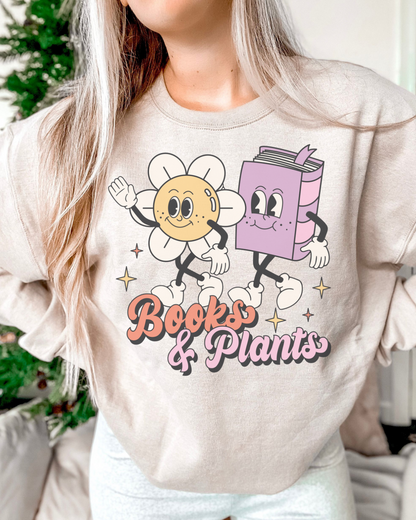 Books & Plants Sweatshirt, Bookish Shirt, Booktok Shirt, Bookish Gift, Bookworm Gifts, Books and Coffee Shirt, Smut Reader Shirt, Plant Mom