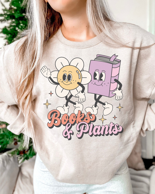Books & Plants Sweatshirt, Bookish Shirt, Booktok Shirt, Bookish Gift, Bookworm Gifts, Books and Coffee Shirt, Smut Reader Shirt, Plant Mom