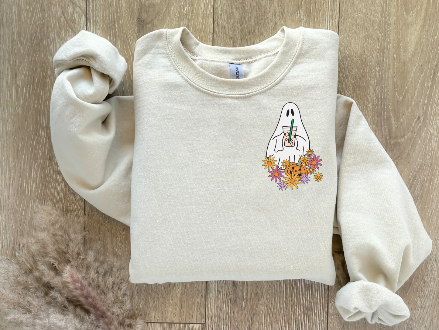 Ghost Iced Coffee Sweatshirt, Cute Ghost Drinking Coffee Shirt, Halloween Sweatshirt, Halloween Shirt, Little Ghost Sweatshirt, Boo Shirt