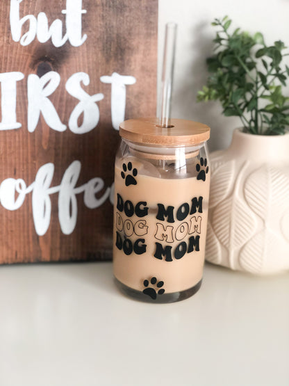Dog Mom Beer Can Glass, Dog Mom Iced Coffee Glass, Dog Beer Can Glass, Iced Coffee Glass, Dog Lady Gifts, Dog Coffee Cup, Dog Mom Cup