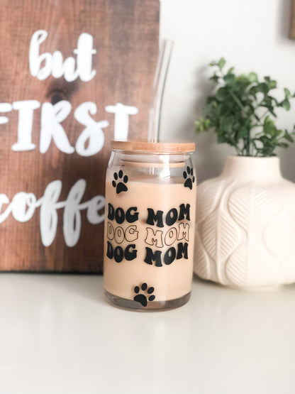 Dog Mom Beer Can Glass, Dog Mom Iced Coffee Glass, Dog Beer Can Glass, Iced Coffee Glass, Dog Lady Gifts, Dog Coffee Cup, Dog Mom Cup