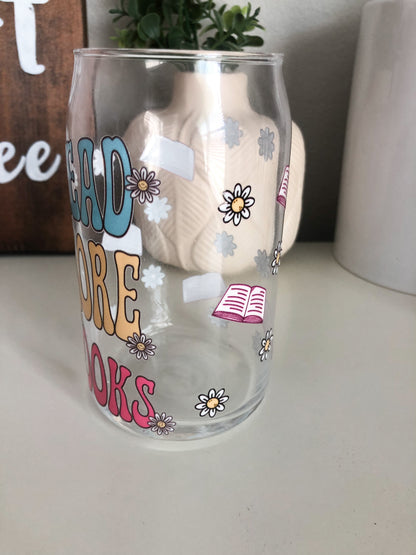 Read More Books Iced Coffee Glass, Booktok Glass, DTF Beer Can Glass, Iced Coffee Glass, Bookworm Gifts, Teacher Gifts, Librarian Gifts