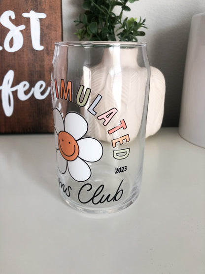 Overstimulated Moms Club Coffee Glass, Mom Iced Coffee Glass, DTF Beer Can Glass, Iced Coffee Glass, Mama Gifts, Mama Coffee Cup