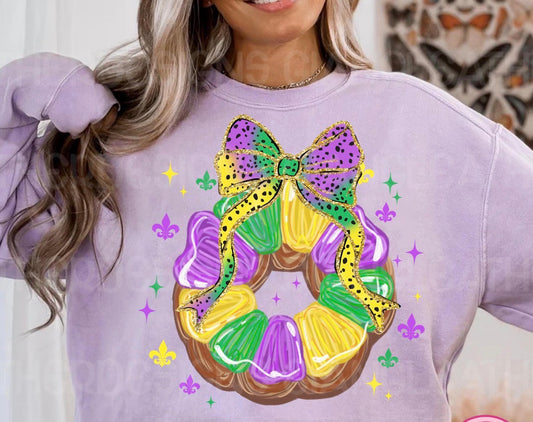 King Cake Bow Shirt, Mardi Gras Shirt, King Cake Shirt