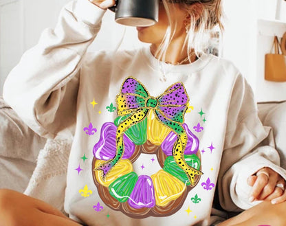 King Cake Bow Shirt, Mardi Gras Shirt, King Cake Shirt