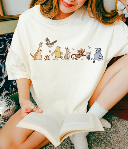 Retro Pooh Bear and Friends Shirt, Winnie the Pooh Shirt, Reader Shirt, Bookworm Gift, Varsity Bookworm Shirt