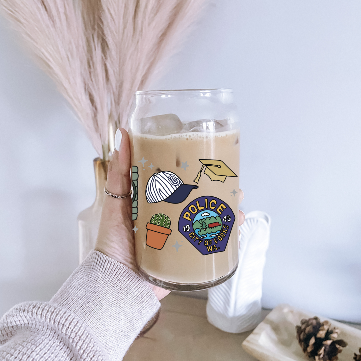 Forks WA Iced Coffee Glass, Booktok Glass, Iced Coffee Glass, Bookworm Gifts, Vampire Coffee Glass, Bookworm Cup, Bookish Glass