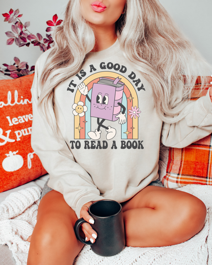 It's A Great Day To Read A Book Sweatshirt, Bookish Shirt, Booktok Shirt, Bookish Gift, Bookworm Gifts, Books and Coffee Shirt, Smut Reader Shirt, Plant Mom