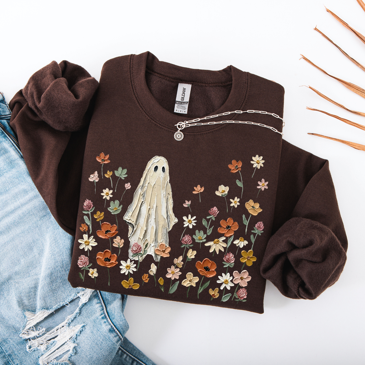 Floral Ghost Shirt, Halloween Shirt, Trendy Halloween