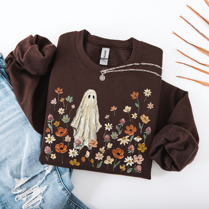 Floral Ghost Shirt, Halloween Shirt, Trendy Halloween