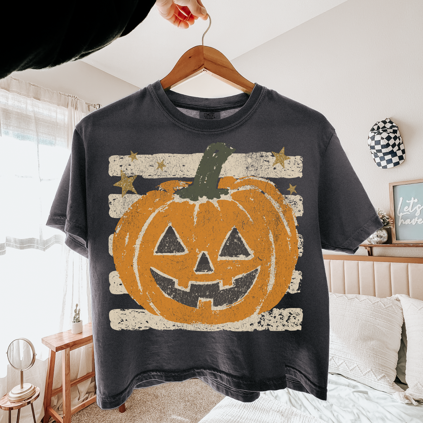 Jack-o-lantern Stripe Shirt, Halloween Shirt, Trendy Halloween