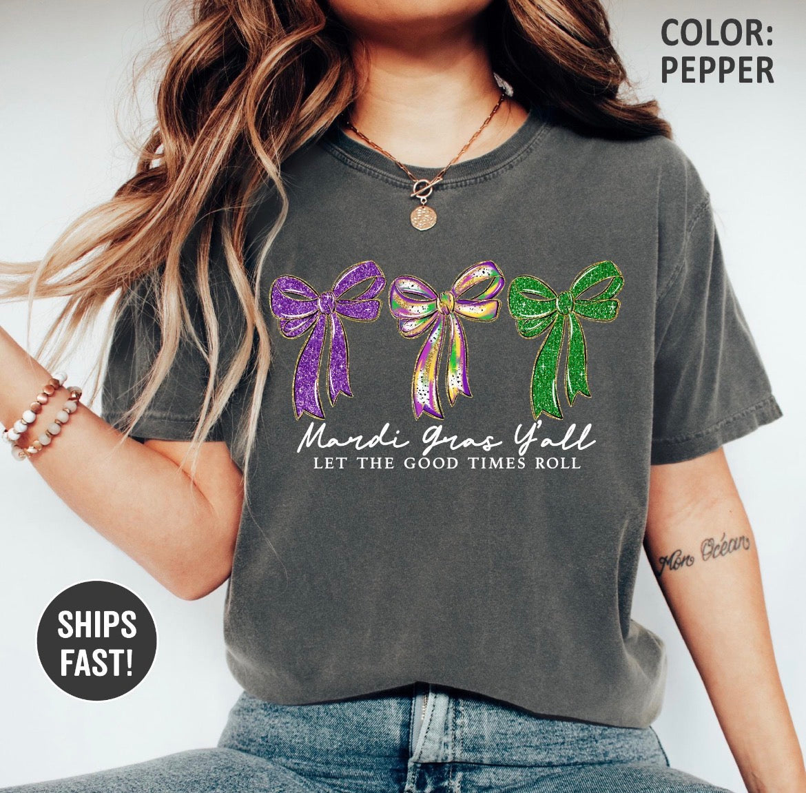 Mardi Gras Bow Shirt, Let The Good Times Roll Shirt, Reader Shirt, Bookworm Gift, Varsity Bookworm Shirt
