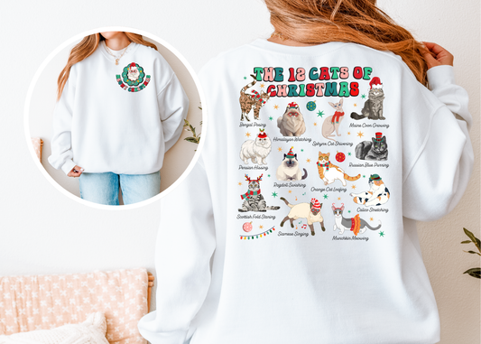 12 Days of Cats Christmas Shirt, Cat Christmas Shirt, Bookworm Shirt, Reader Shirt, Bookworm Gift, Varsity Bookworm Shirt
