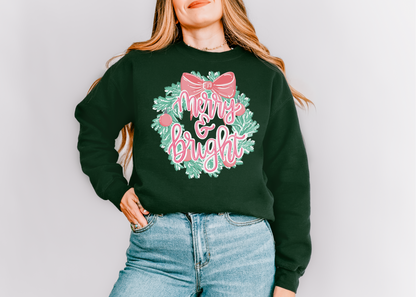 Merry and Bright Shirt, Pink Christmas Shirt, Bookworm Shirt, Reader Shirt, Bookworm Gift, Varsity Bookworm Shirt