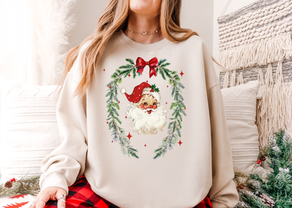 Retro Santa Wreath Shirt, Retro Christmas Shirt, Bookworm Shirt, Reader Shirt, Bookworm Gift, Varsity Bookworm Shirt