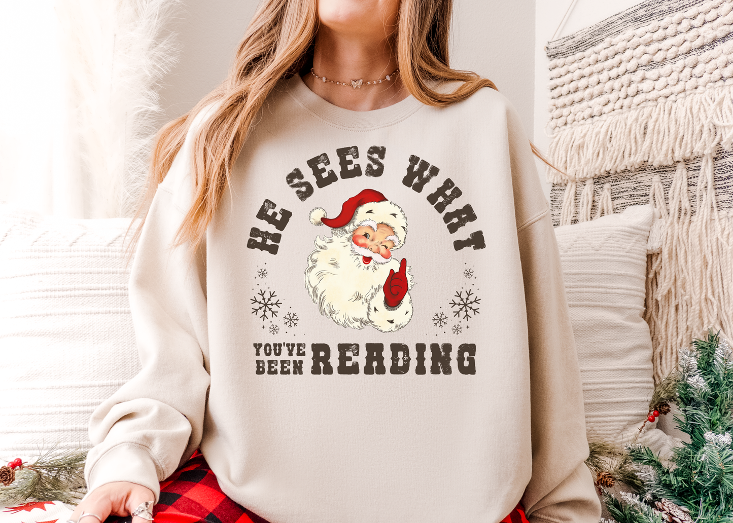 He Sees What You've Been Reading Shirt, Bookish Christmas Shirt, Bookworm Shirt, Reader Shirt, Bookworm Gift, Varsity Bookworm Shirt