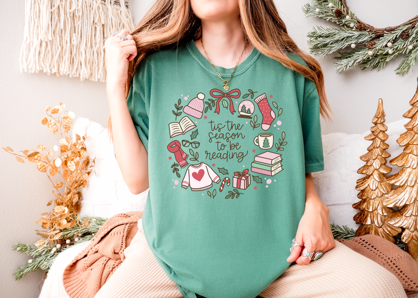 Tis the Season to be Reading Shirt, Bookish Christmas Shirt, Bookworm Shirt, Reader Shirt, Bookworm Gift, Varsity Bookworm Shirt