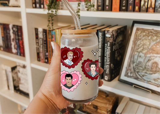 Edward Cullen Iced Coffee Glass, Booktok Glass, Forks WA Iced Coffee Glass, Bookworm Gifts, Vampire Glass, Bookworm Cup, Daddy Cullen