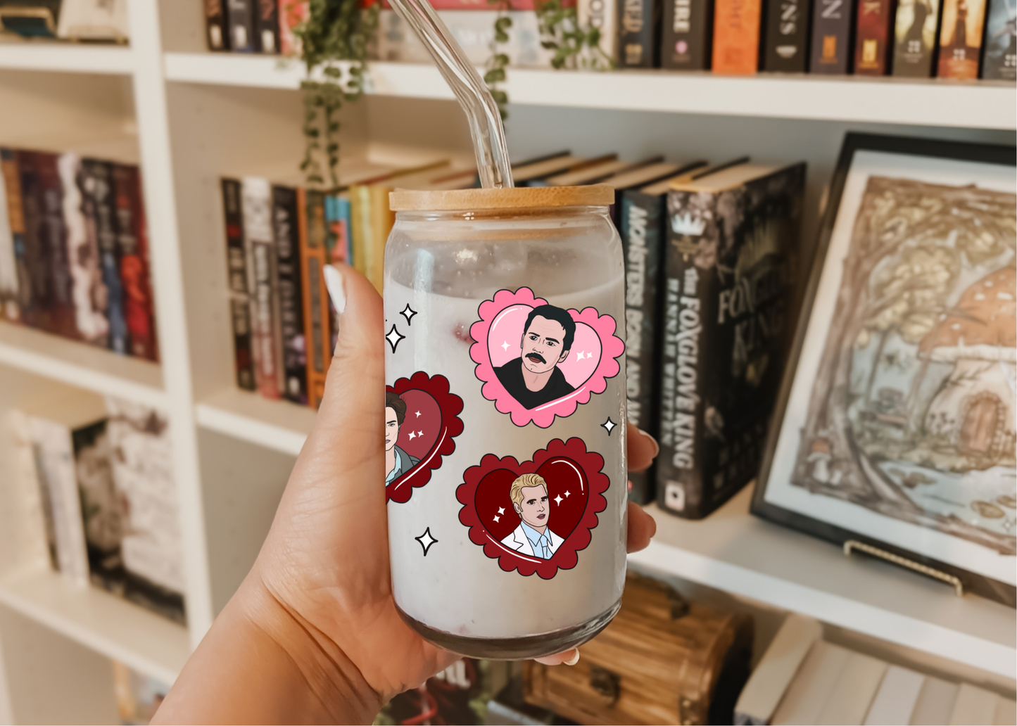 Edward Cullen Iced Coffee Glass, Booktok Glass, Forks WA Iced Coffee Glass, Bookworm Gifts, Vampire Glass, Bookworm Cup, Daddy Cullen