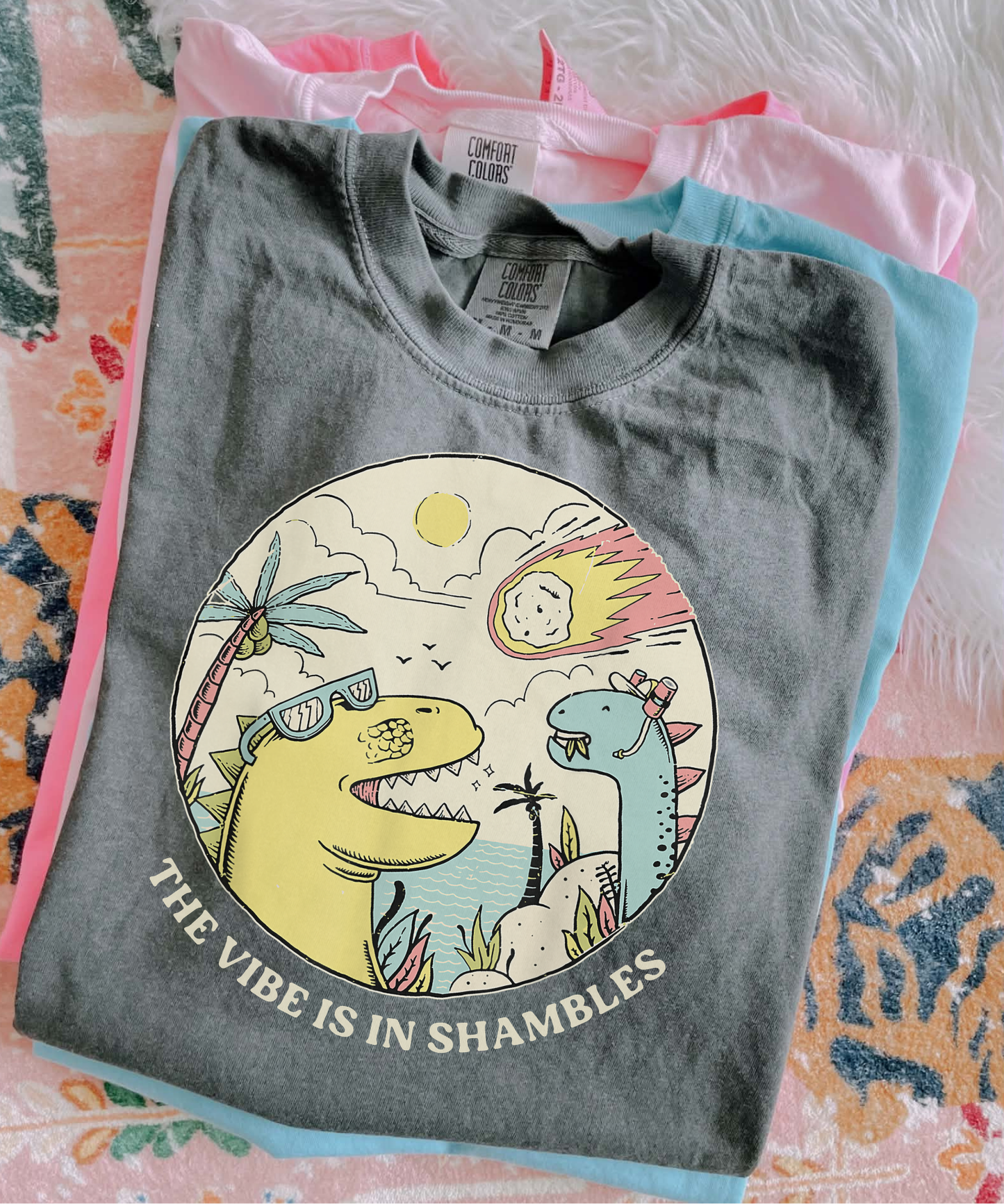 The Vibes Are In Shambles Shirt, Dinosaur Shirt, Bookworm Shirt, Reader Shirt, Summer Reading Shirt
