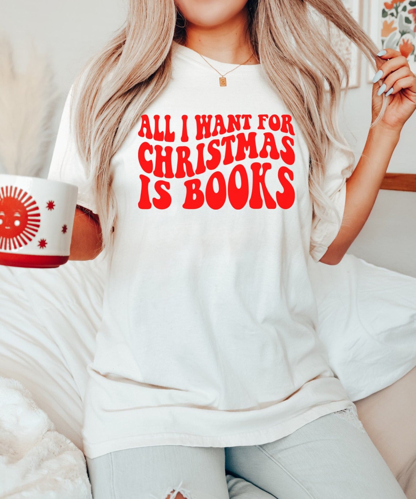 All I Want For Christmas Is Books Shirt, Librarian Shirt, Teacher Gifts, Bookstagram Shirt, Bookish Gift, Christmas Book Shirt