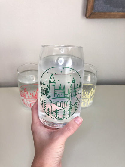 Color Changing Wizard Castle Glass, Sorting Castle Cup. Magical Beer Can Glass, Libbey Can Glass, Iced Coffee Glass, Aesthetic Glass