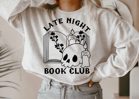 Late Night Book Club Sweatshirt, Bookish Shirt, Booktok Shirt, Bookish Gift, Bookworm Gifts, Book Shirt, Reader Shirt, Spooky Books